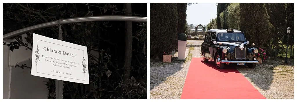 Arrivo al ricevimento di Villa Campo Selva