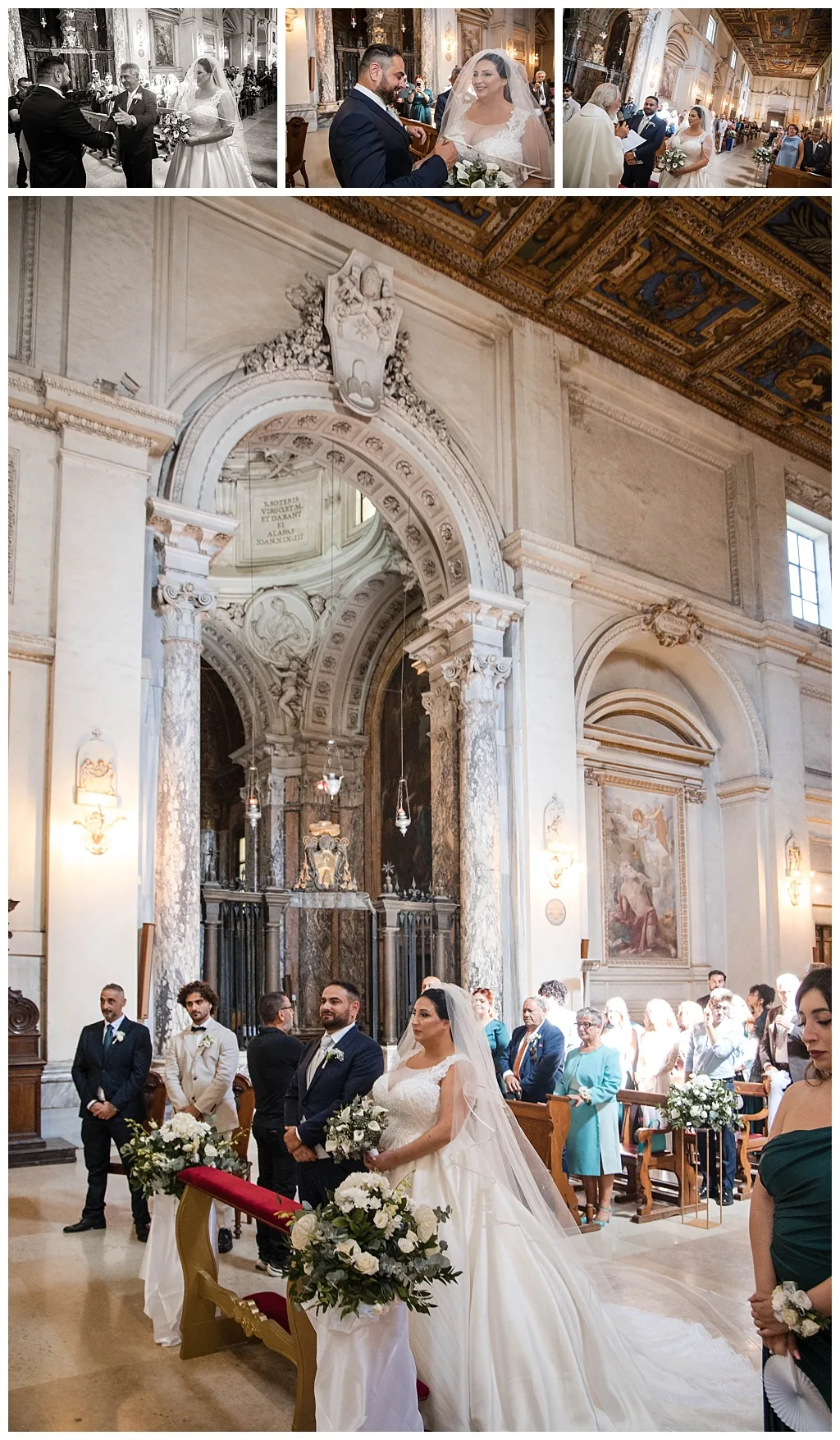 Lo scambio degli anelli all'altare — fotografo matrimonio Roma