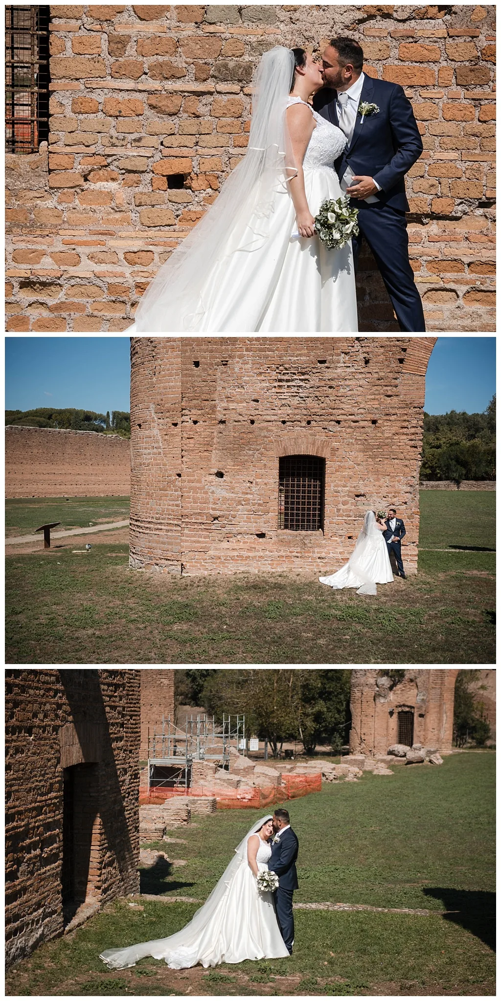 Servizio fotografico degli sposi nel verde dell'Appia Antica