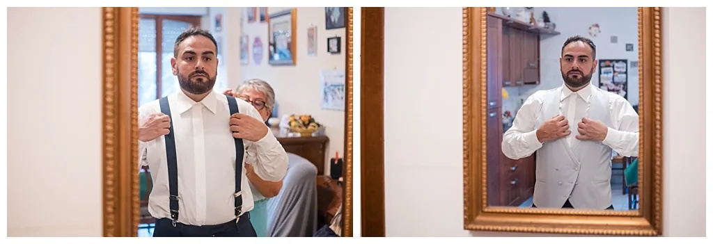 Preparativi dello sposo Matteo prima del matrimonio a Roma